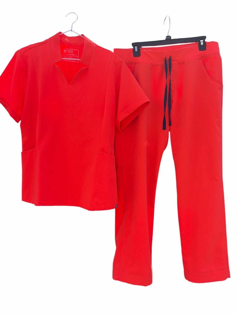 FIGS Women’s Red Scrub Top and Drawstring Pants Set